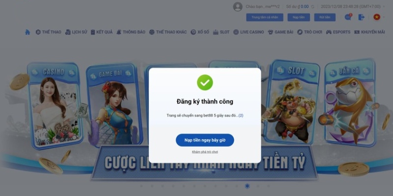 Đăng ký BET88 vô cùng nhanh chóng và dễ dàng